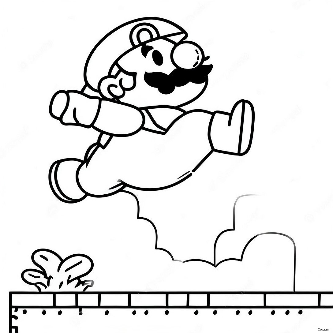 8 Bit Mario Jumping Over Goomba Coloring Page 5554 4438