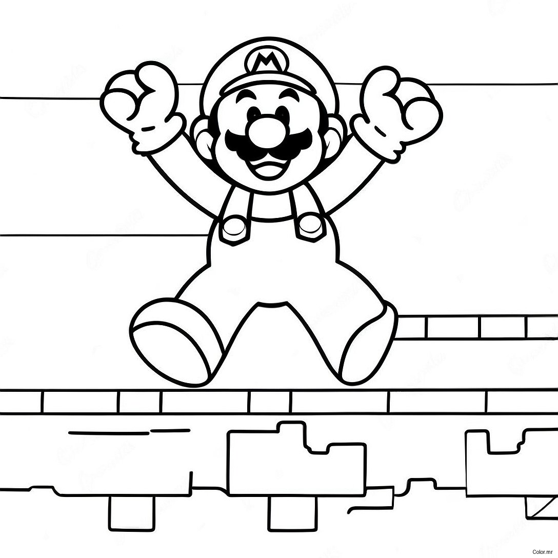 8 Bit Mario Jumping Over Goomba Coloring Page 5554 4439