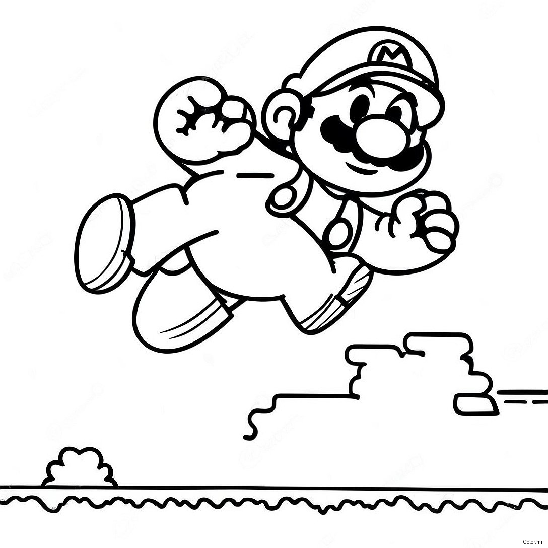 8 Bit Mario Jumping Over Goomba Coloring Page 5554 4440