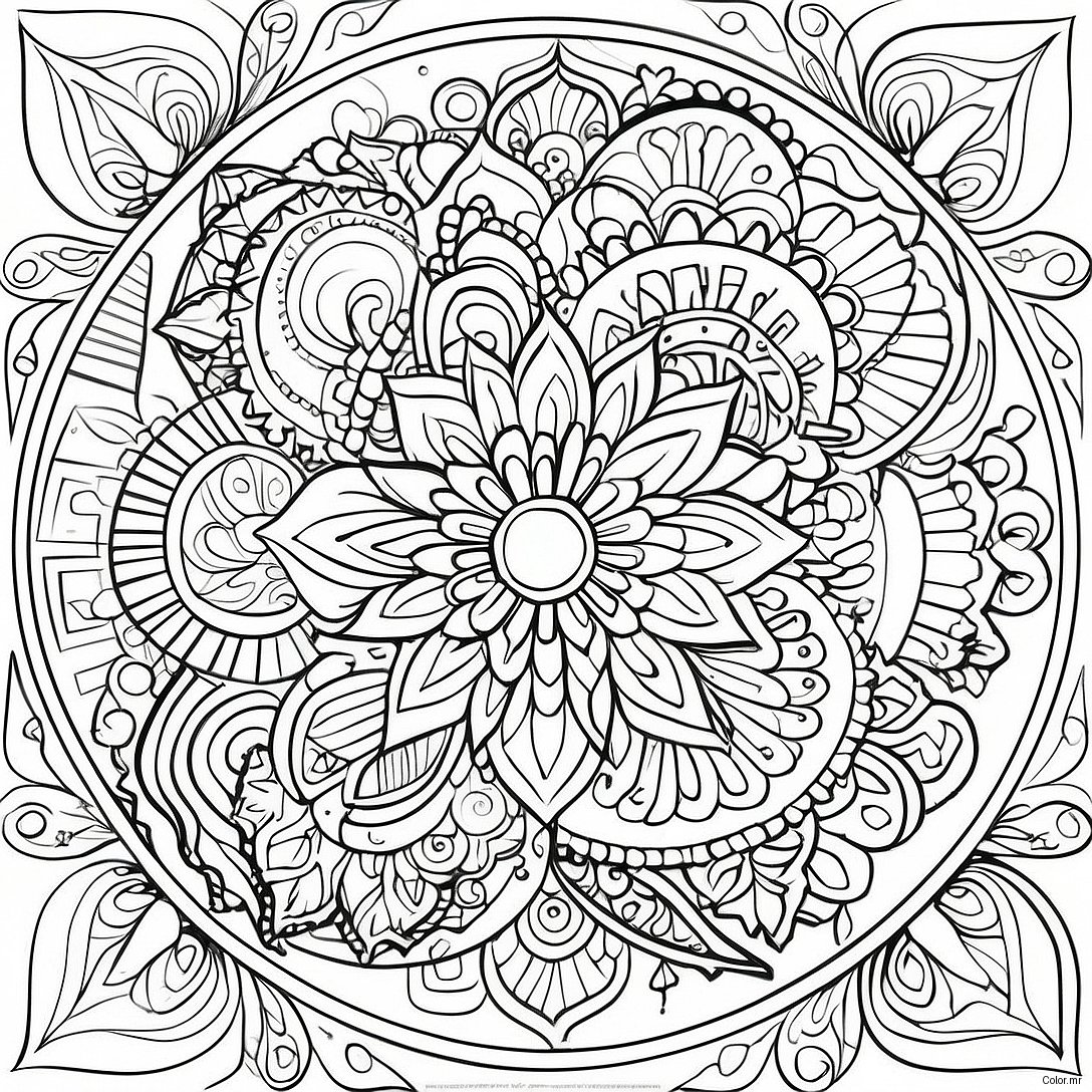 Abstract Stress Relief Mandala Coloring Page 51524 42901