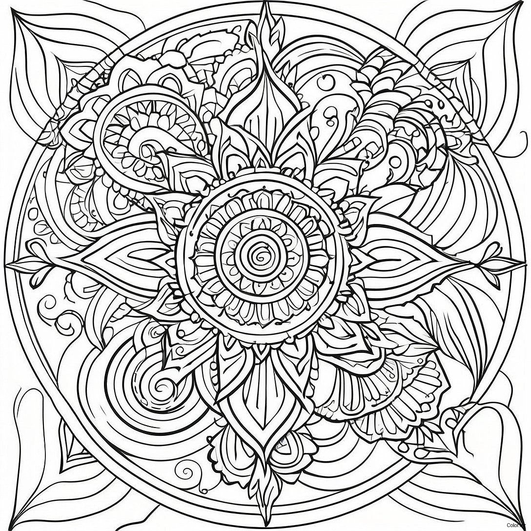 Abstract Stress Relief Mandala Coloring Page 51524 42902