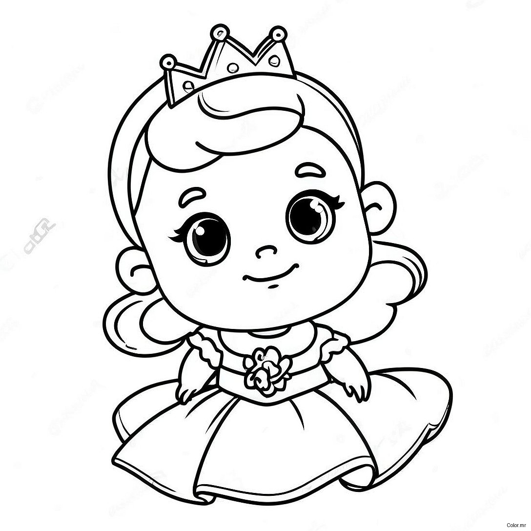 Adorable Baby Princess In A Gown Coloring Page 15300 12817