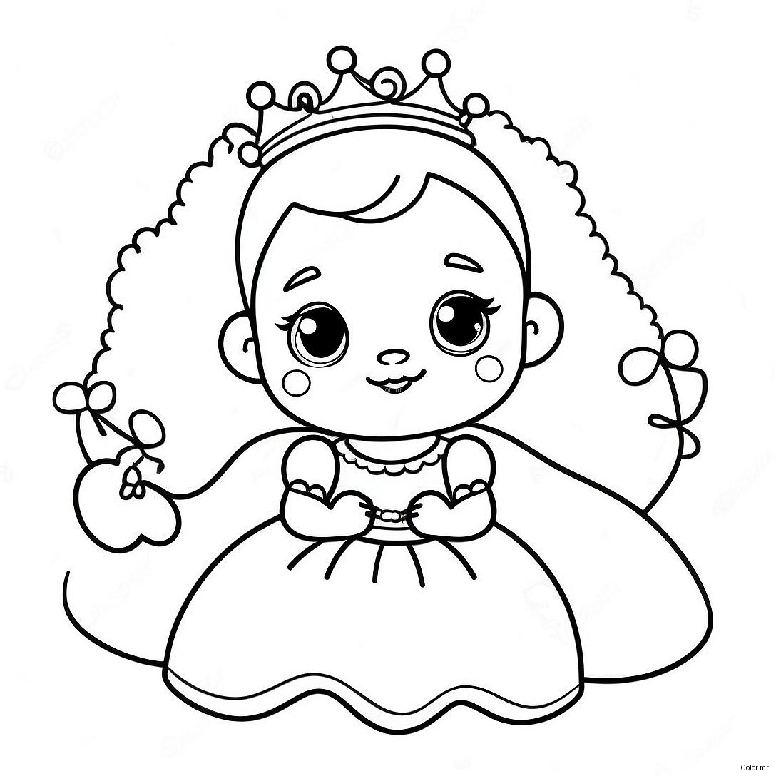 Adorable Baby Princess In A Gown Coloring Page 15300 12961
