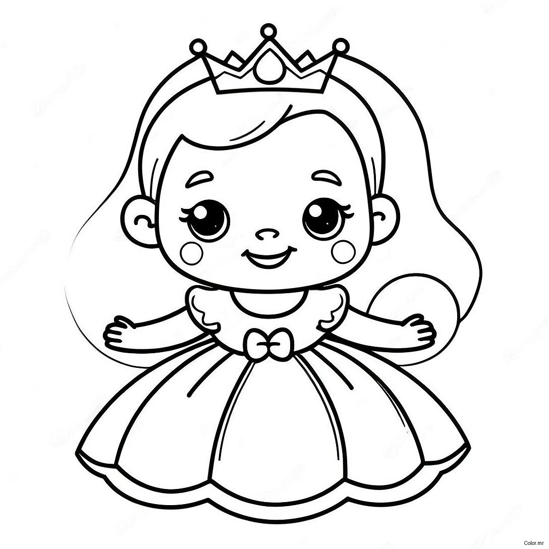 Adorable Baby Princess In A Gown Coloring Page 15300 12962