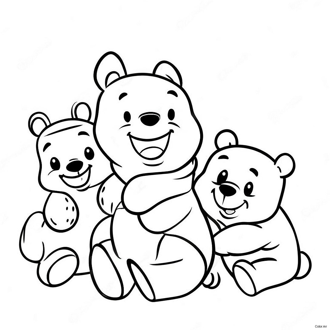 Adorable Baby Winnie The Pooh With Friends Coloring Page 9077 7420