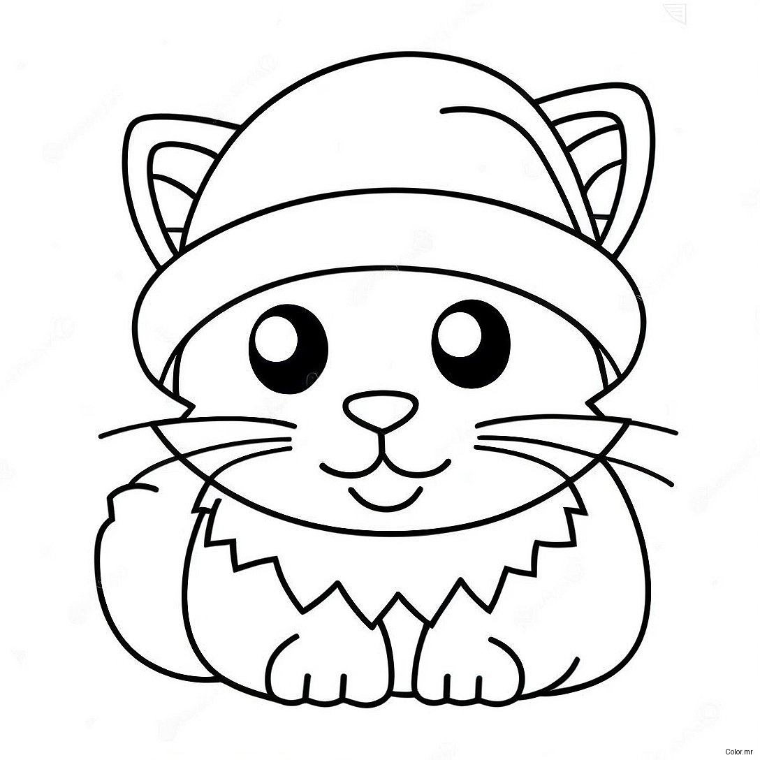 Adorable Christmas Cat In A Santa Hat Coloring Page 21793 20192