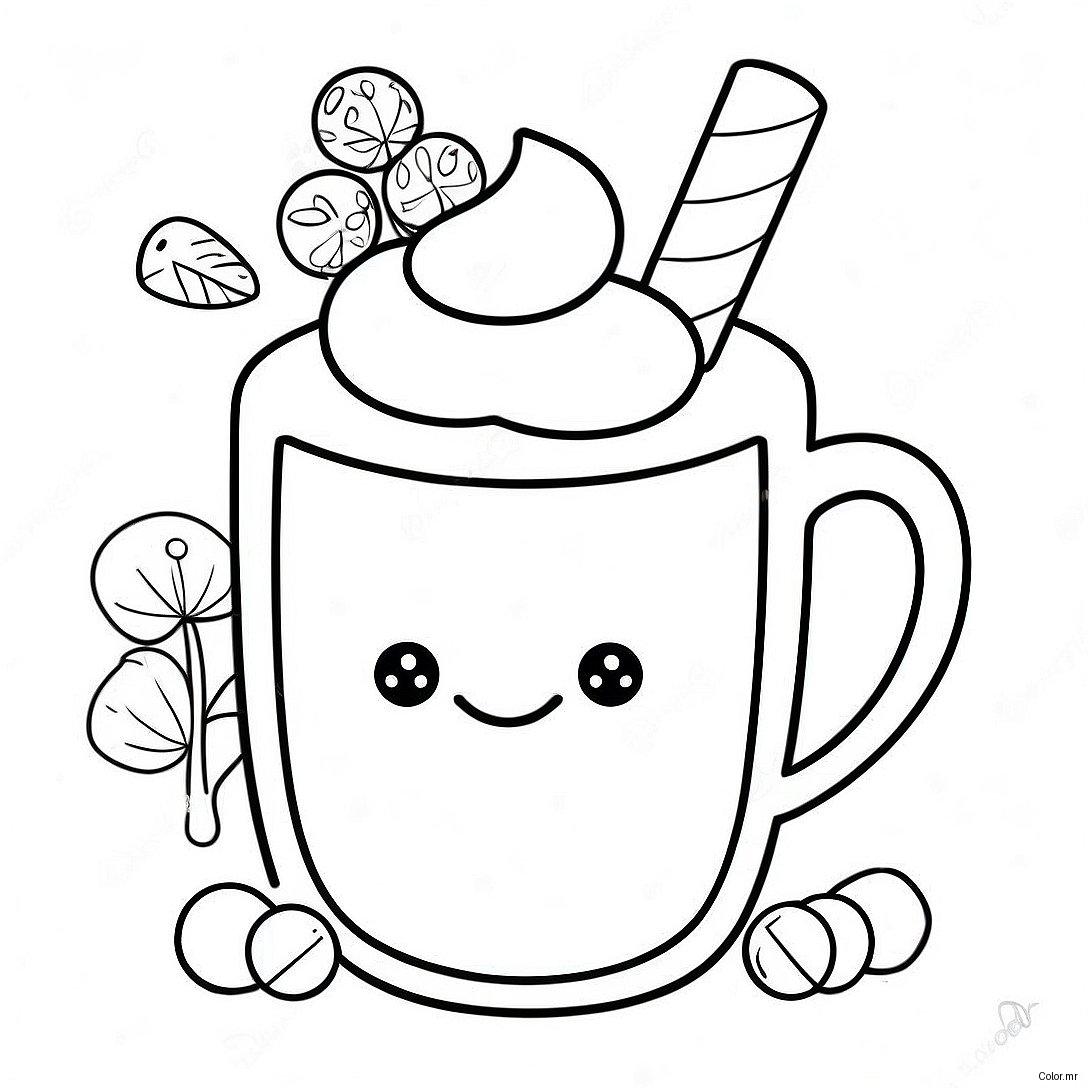 Adorable Hot Chocolate With Marshmallows Coloring Page 7475 6080