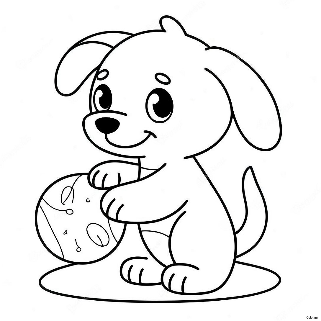 Adorable Puppy Playing With Ball Coloring Page 60067 49845