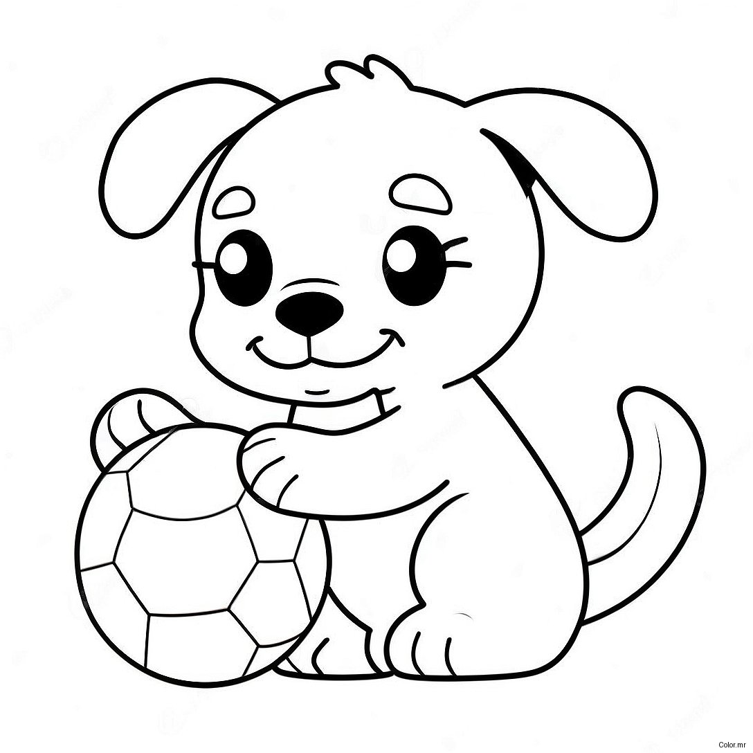 Adorable Puppy Playing With Ball Coloring Page 60067 49846