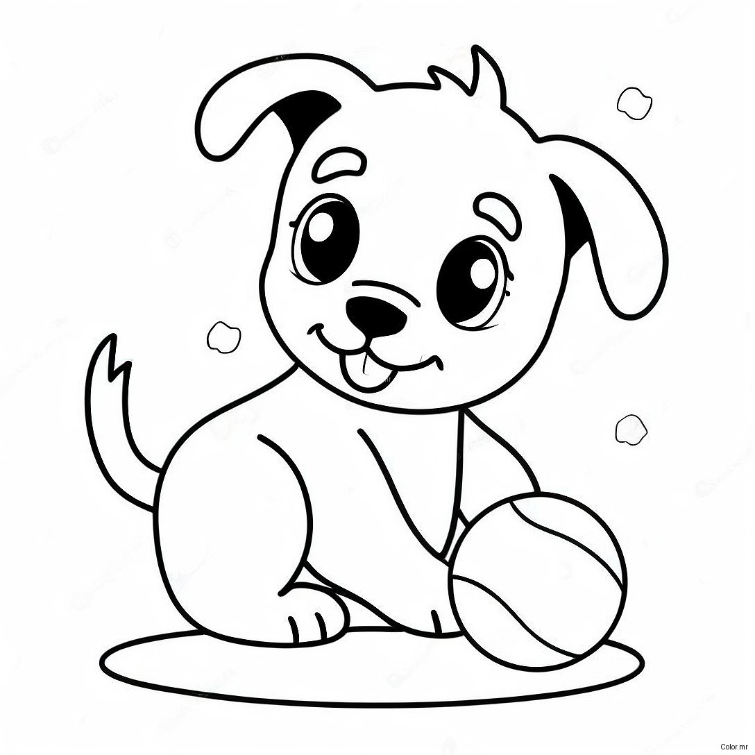 Adorable Puppy Playing With Ball Coloring Page 60067 49848