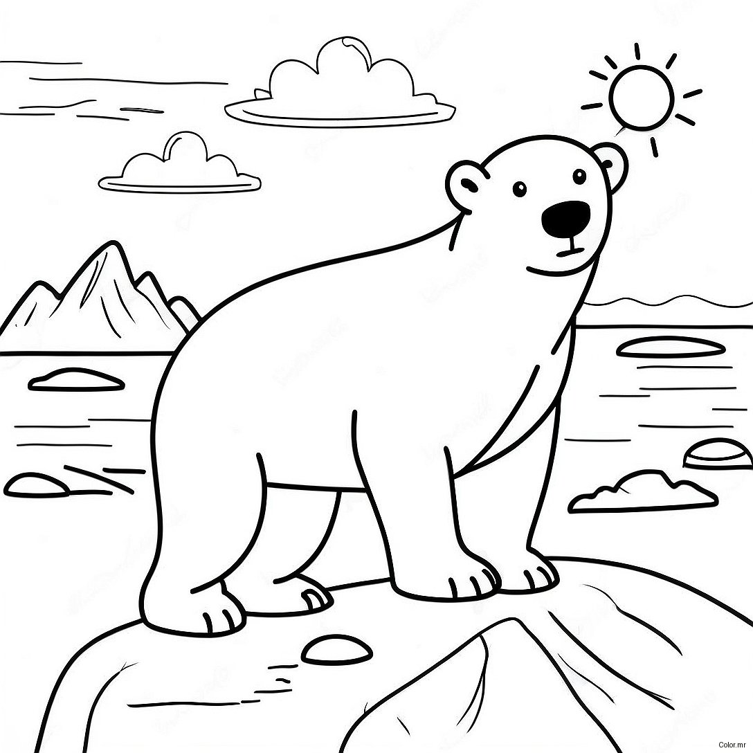 Adventurous Polar Bear Exploring The Arctic Coloring Page 39108 32477
