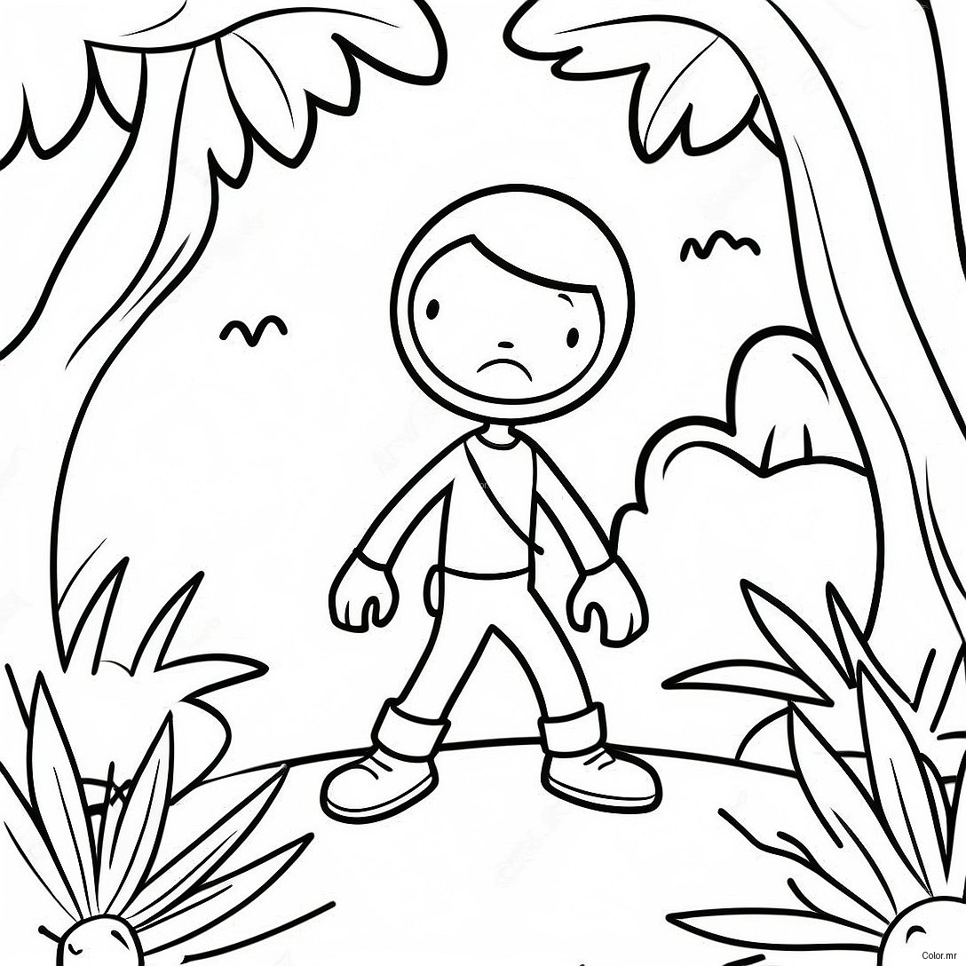 Adventurous Stickman In Jungle Coloring Page 46514 38730