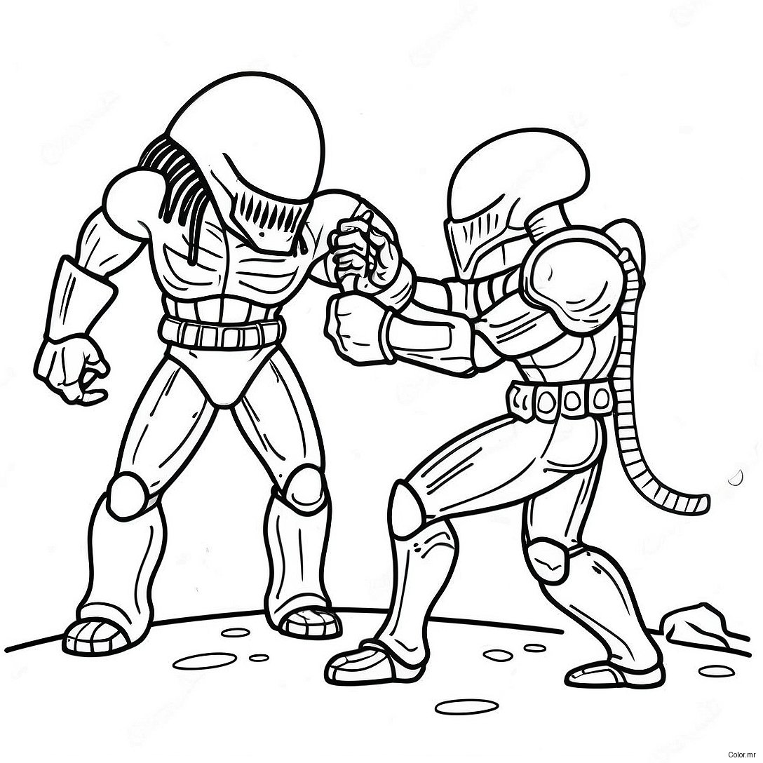 Alien Vs Predator Battle Scene Coloring Page 35213 29303