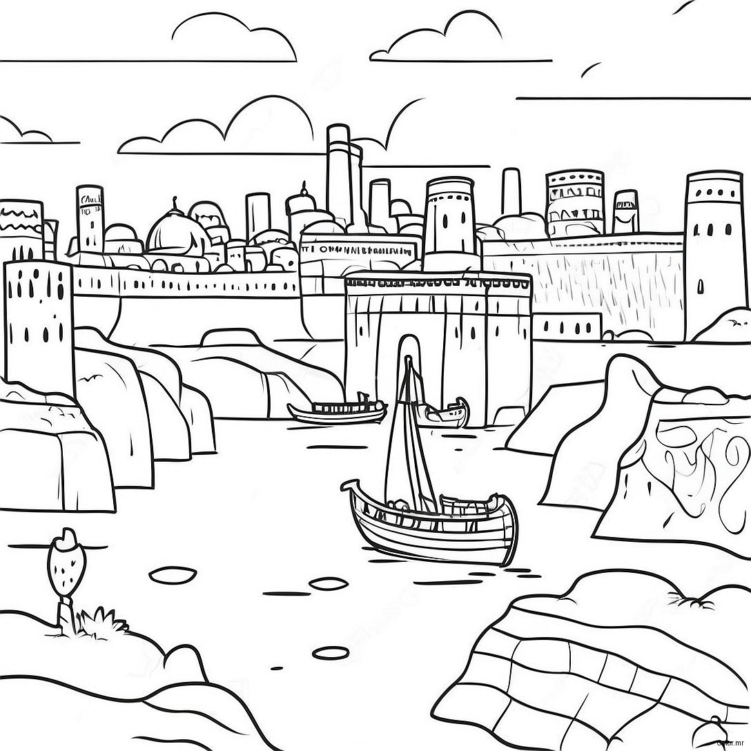 Ancient Mesopotamia Cityscape Coloring Page 39288 32622