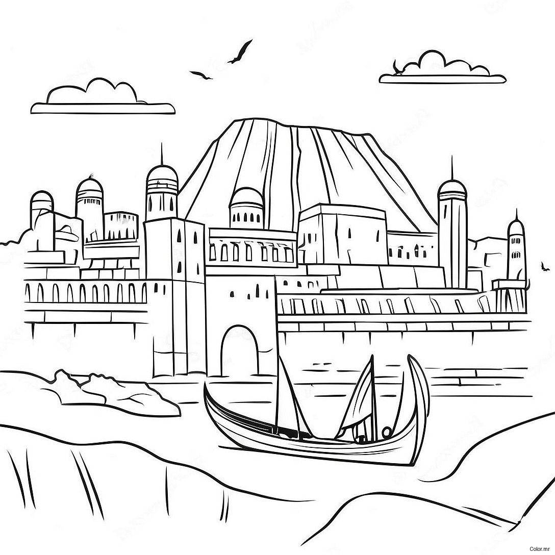 Ancient Mesopotamia Cityscape Coloring Page 39288 32623