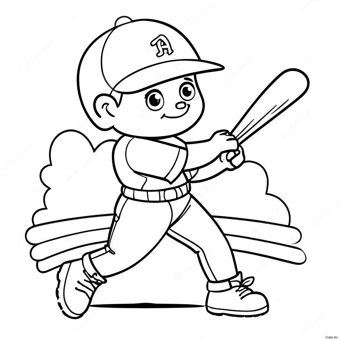Angels Baseball Player Swinging Bat Coloring Page 37206 30977