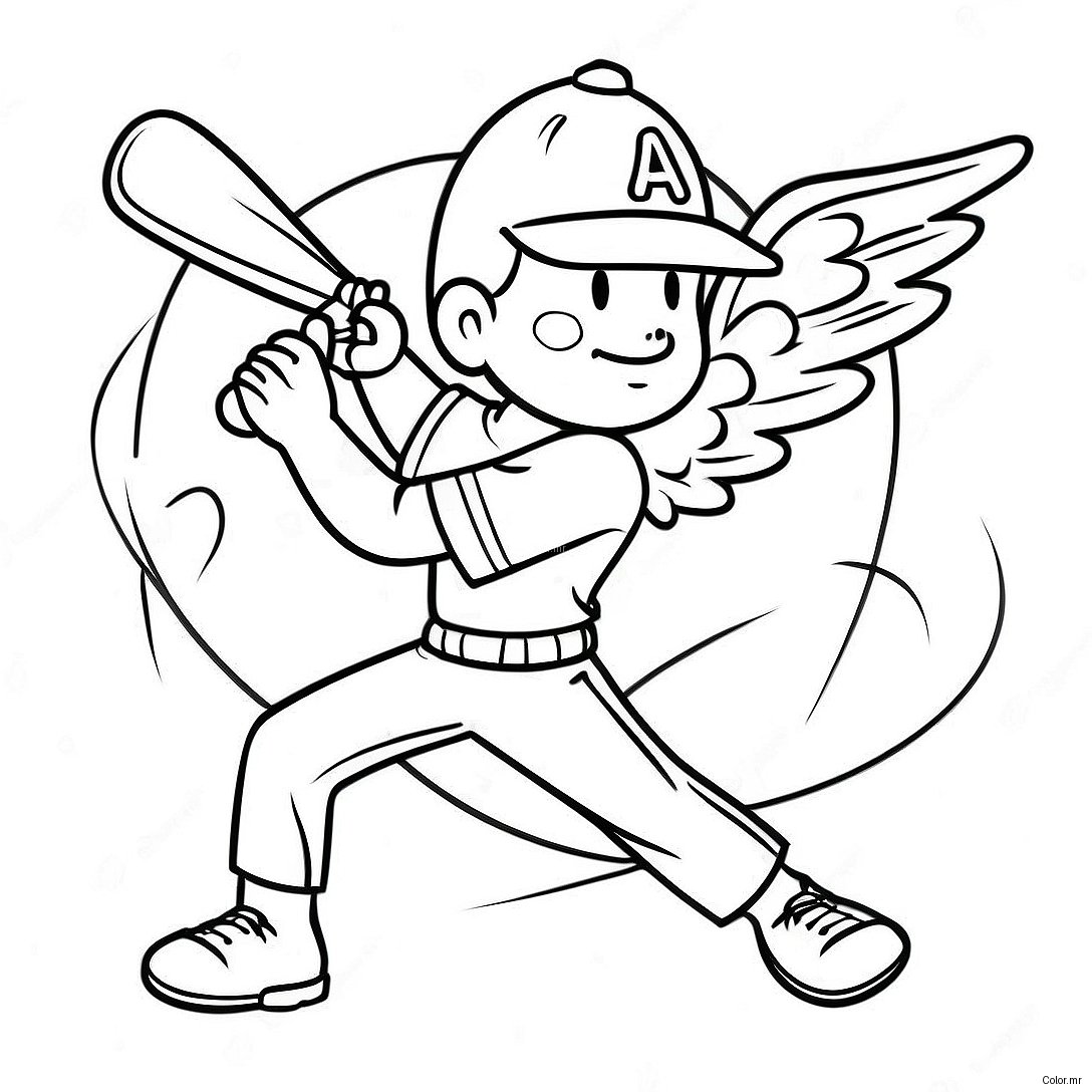 Angels Baseball Player Swinging Bat Coloring Page 37206 30979