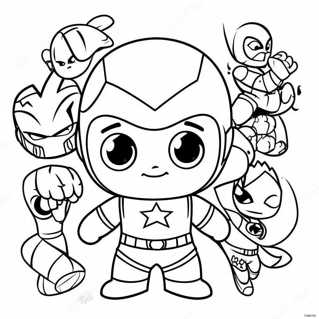 Baby Marvel Cute Chibi Avengers Coloring Page 37185 30964