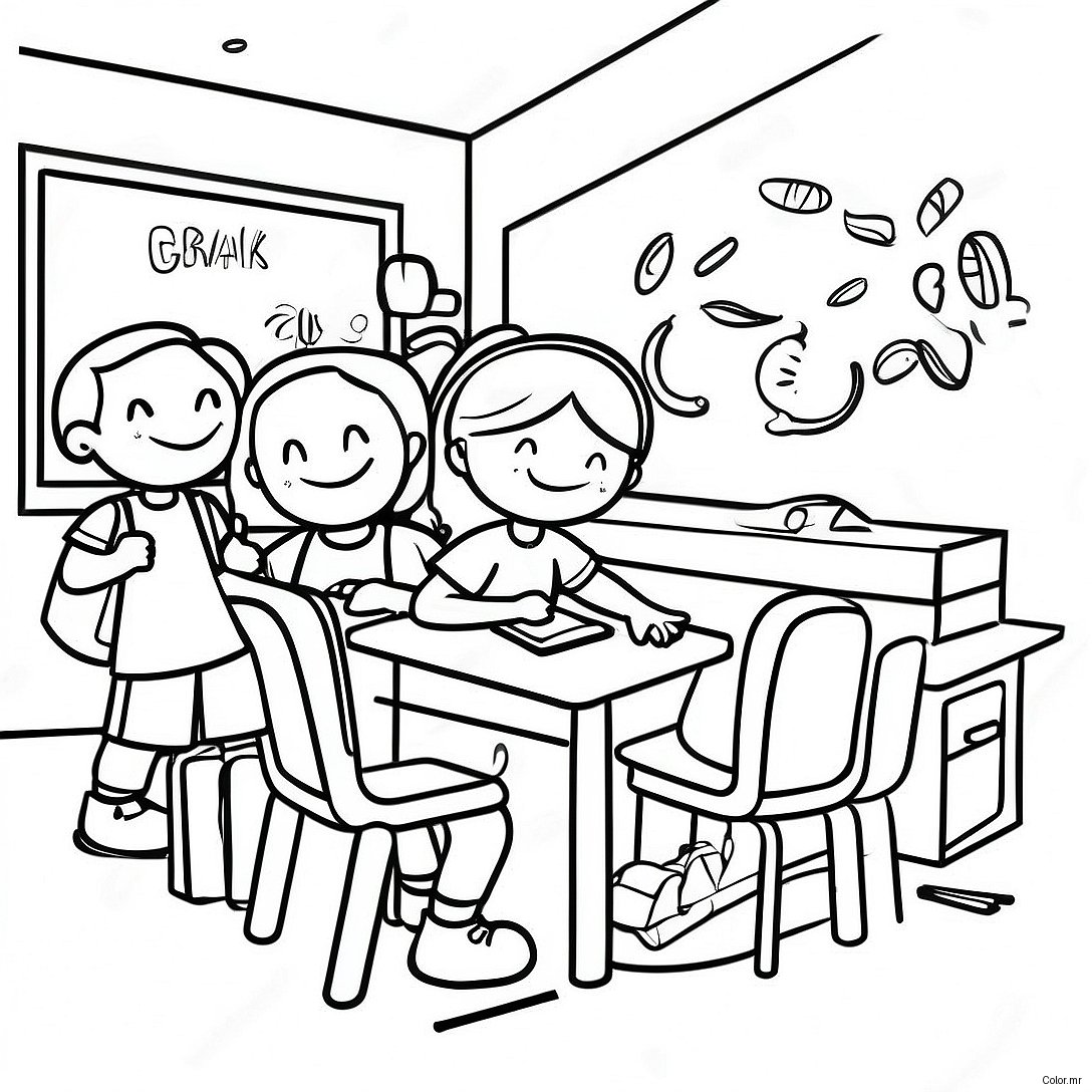Back To School 2nd Grade Classroom Coloring Page 44042 36631
