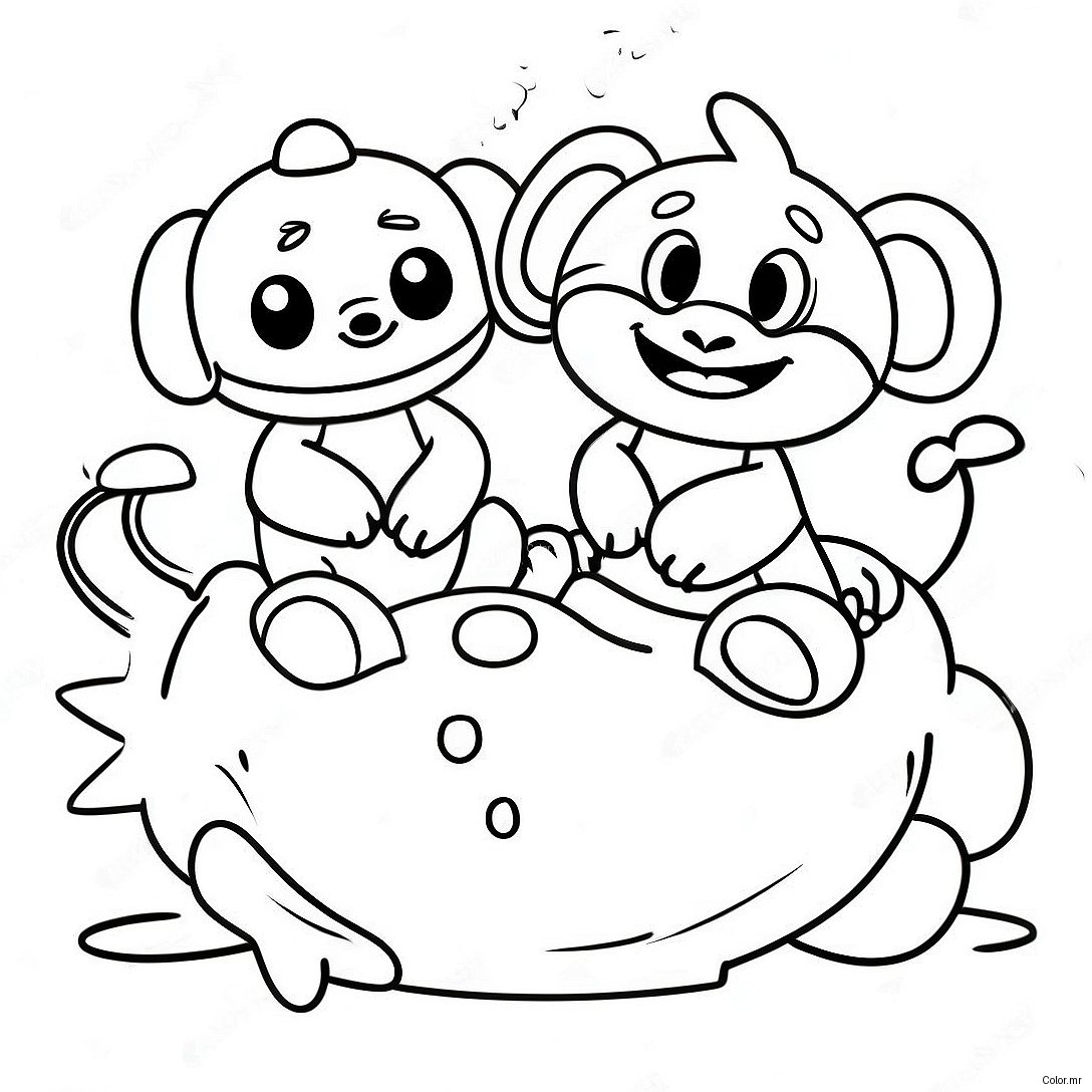 Badanamu Characters Playing Together Coloring Page 43923 36541