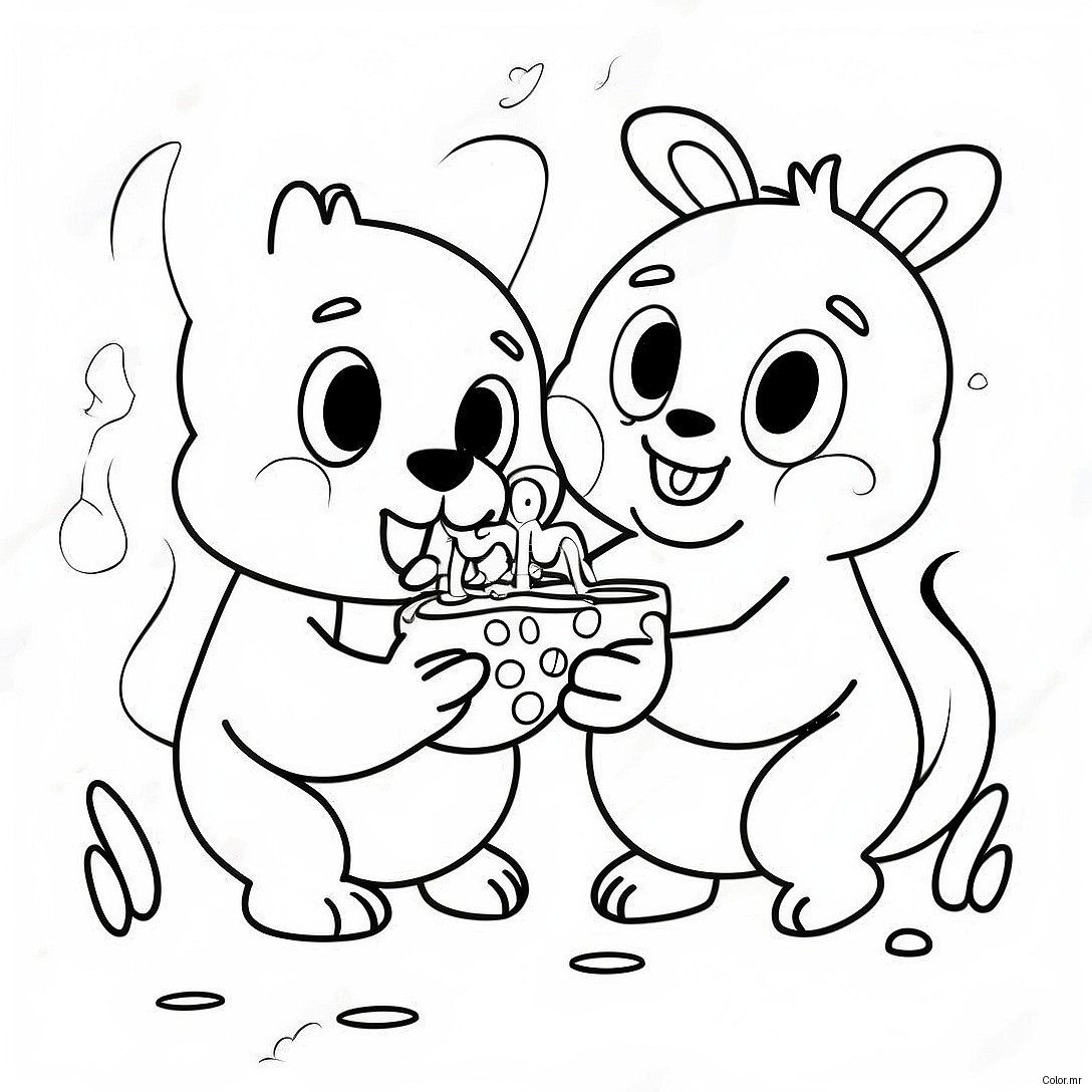 Badanamu Characters Playing Together Coloring Page 43923 36543