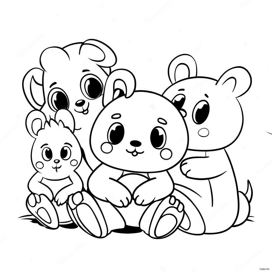 Badanamu Characters Playing Together Coloring Page 43923 36544