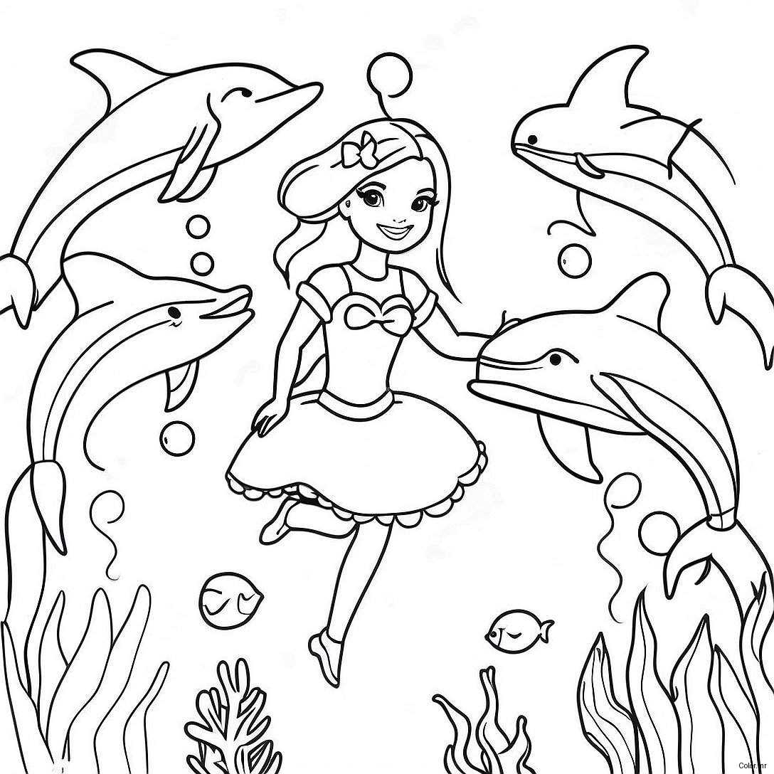 Barbie And Dolphins Underwater Adventure Coloring Page 53067 44121