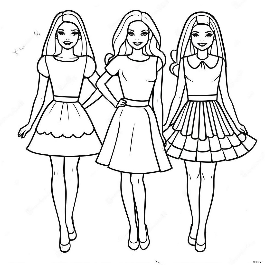 Barbie And Sisters In Fashion Outfits Coloring Page 64541 53358