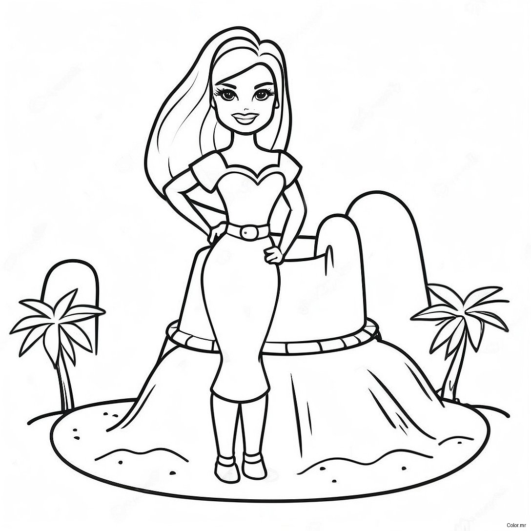 Barbie Building Sandcastle Coloring Page 50945 42445