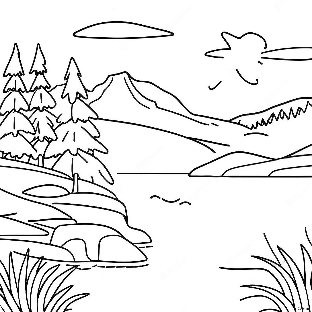 Beautiful Minnesota Lake Scene Coloring Page 18466 15465