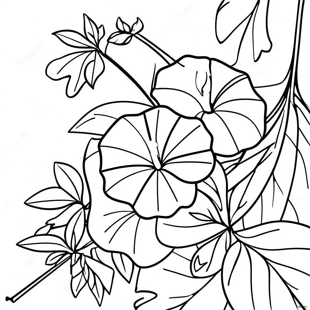 Beautiful Morning Glory Vine Coloring Page 67893 56008