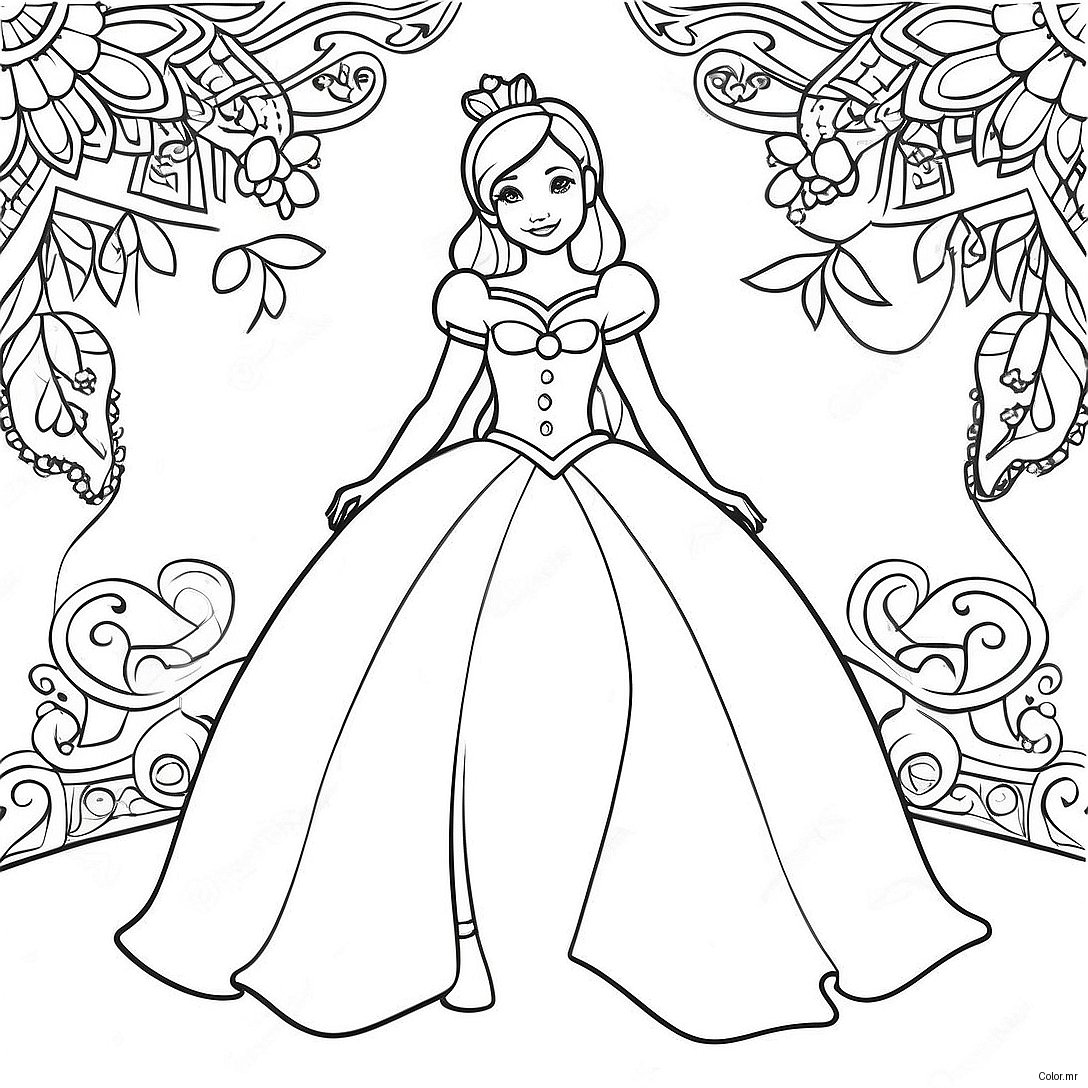 Beautiful Princess In A Sparkling Dress Coloring Page 57715 47981