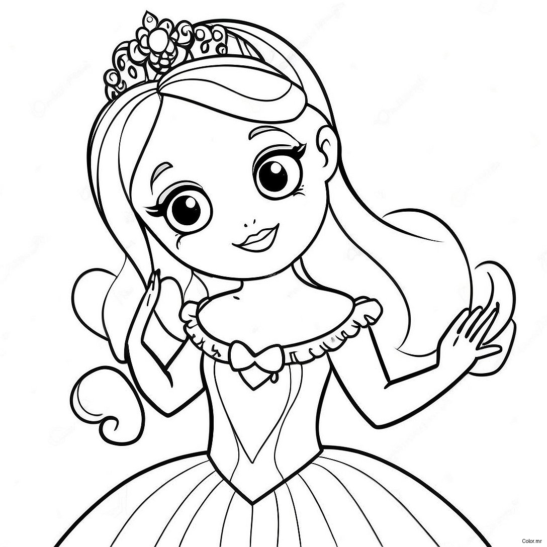 Beautiful Princess In A Sparkling Dress Coloring Page 57715 47982