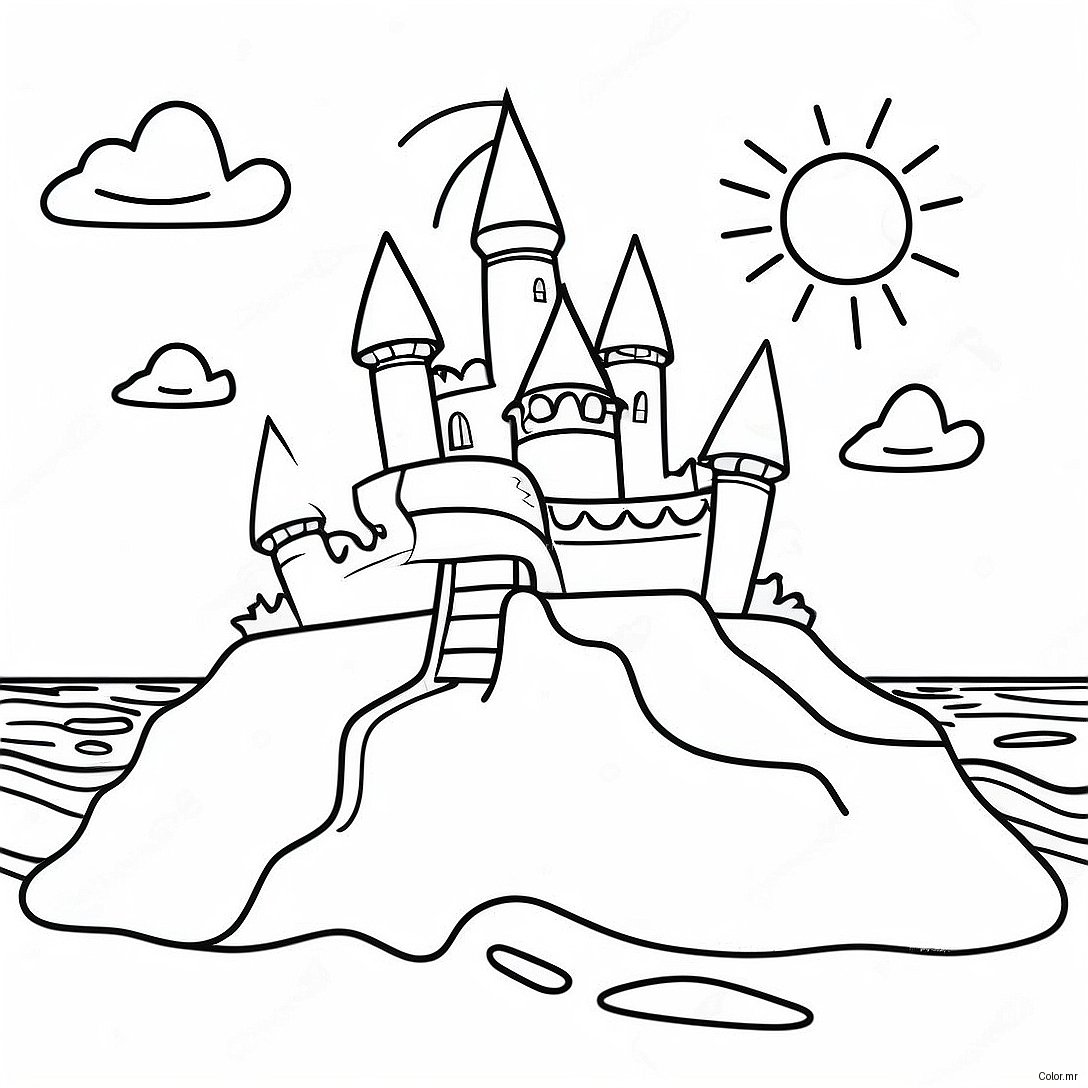 Beautiful Sand Castle By The Ocean Coloring Page 13719 11372
