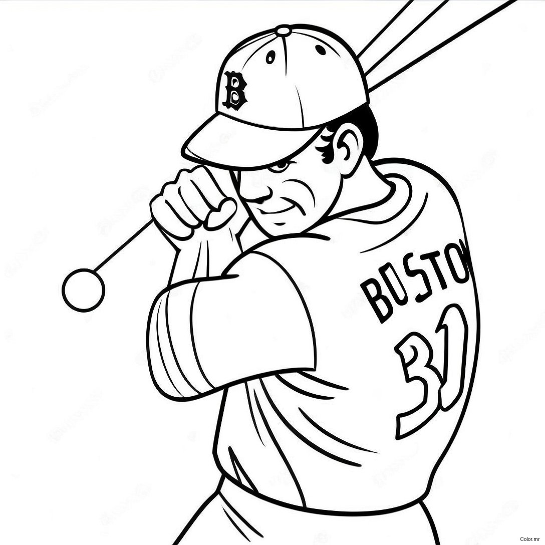 Boston Red Sox Player Swinging Bat Coloring Page 15120 12507