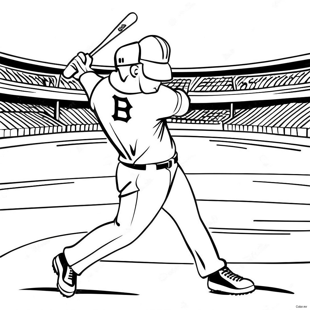 Boston Red Sox Player Swinging Bat Coloring Page 15120 12508