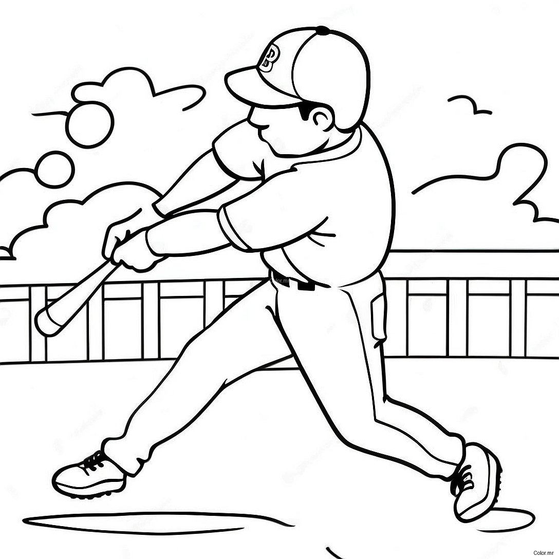 Boston Red Sox Player Swinging Bat Coloring Page 15120 12673
