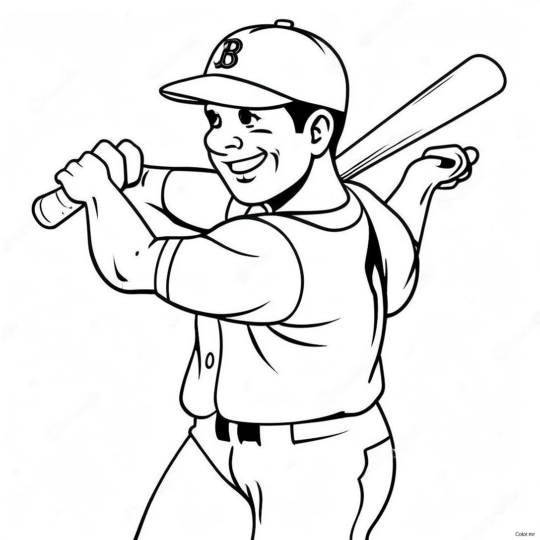 Boston Red Sox Player Swinging Bat Coloring Page 15120 12674