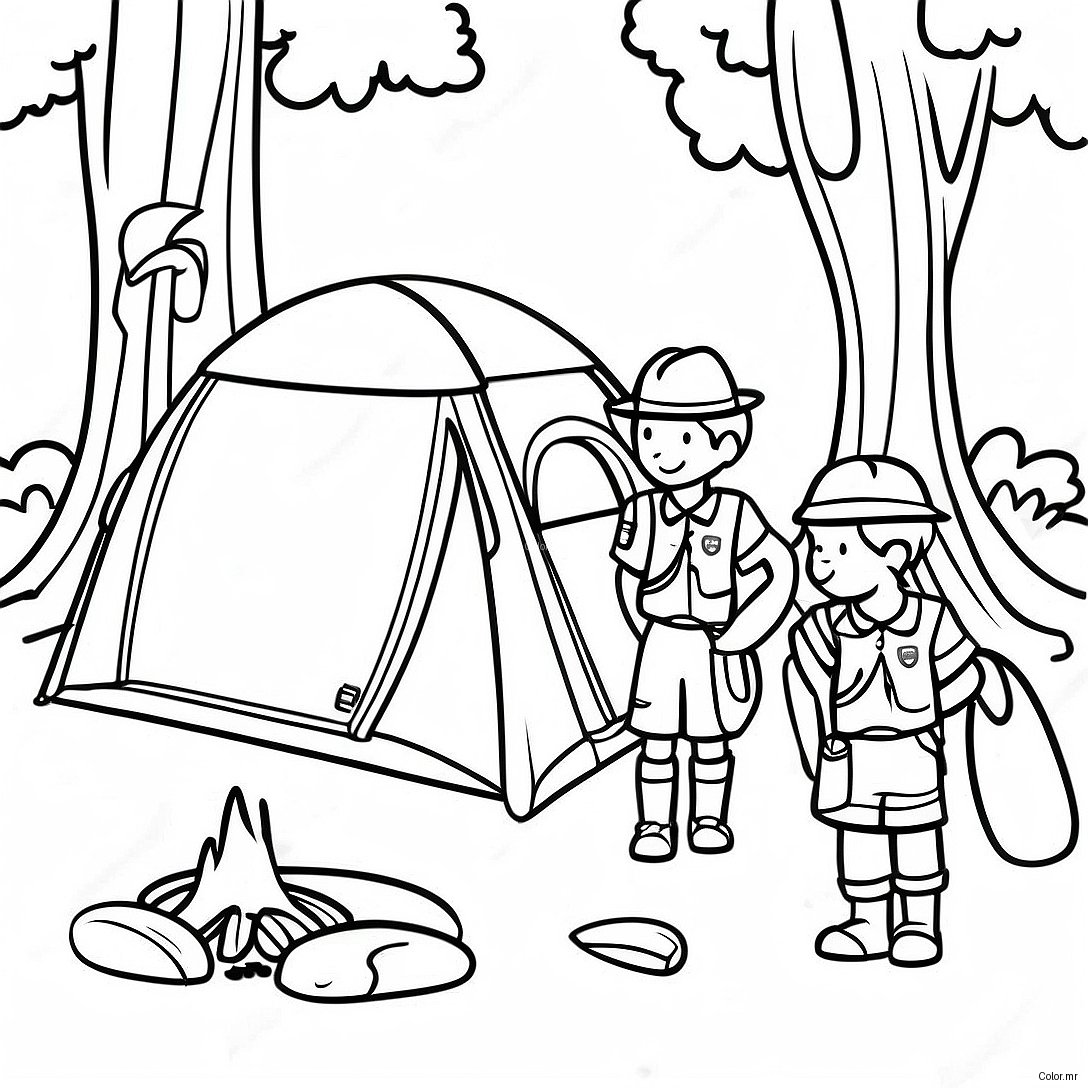 Boy Scouts Camping Adventure Coloring Page 40759 33763