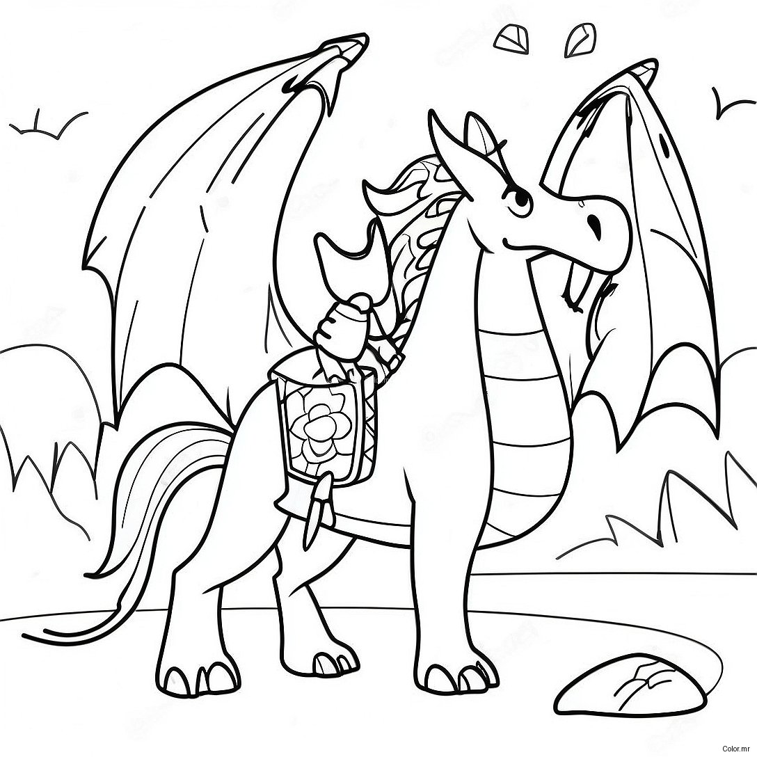 Brave Knight Facing A Dragon Coloring Page 25837 23741