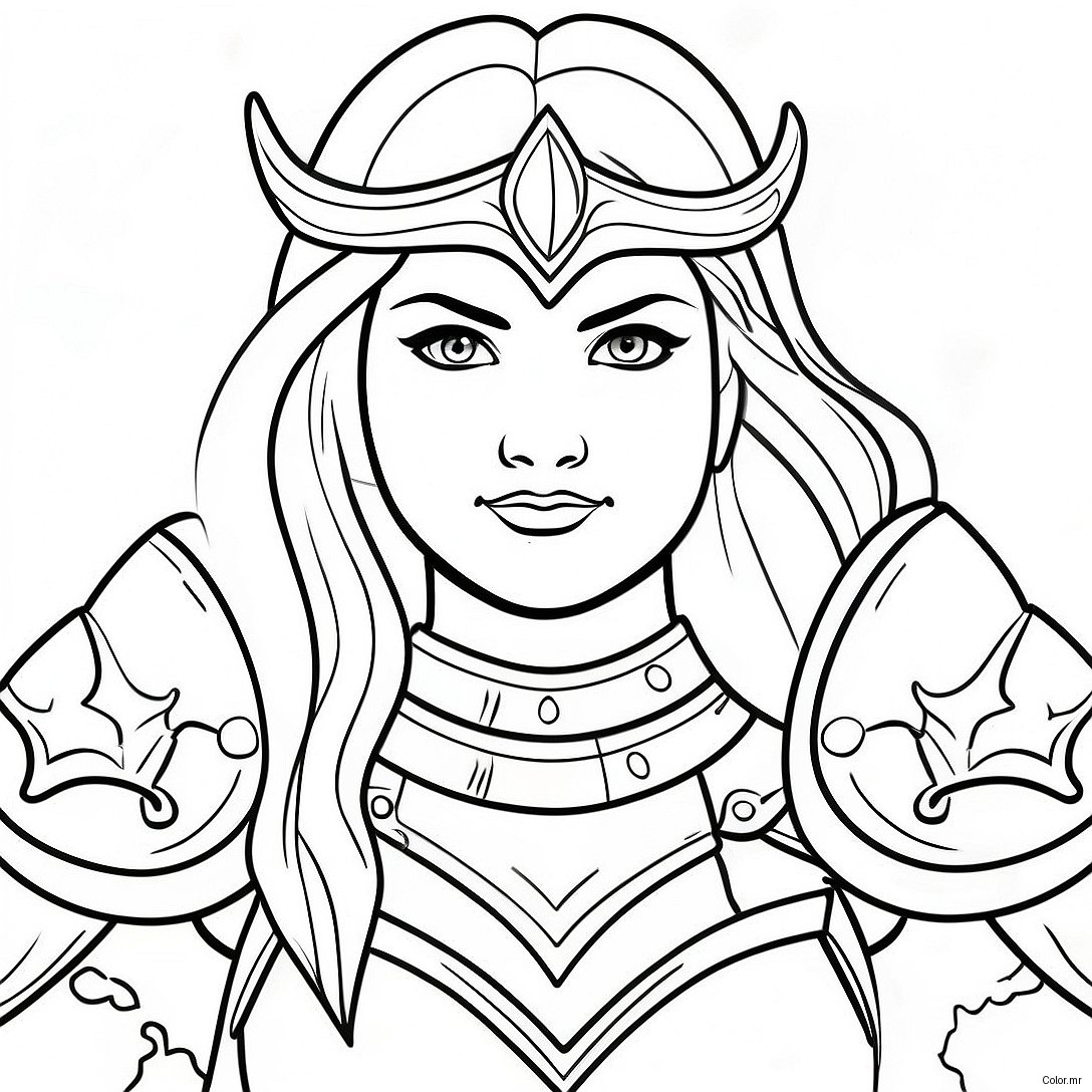 Brave Warrior Princess In Armor Coloring Page 50275 41921