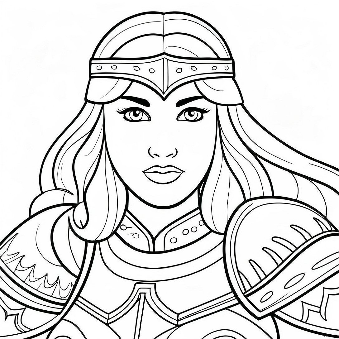 Brave Warrior Princess In Armor Coloring Page 50275 41924