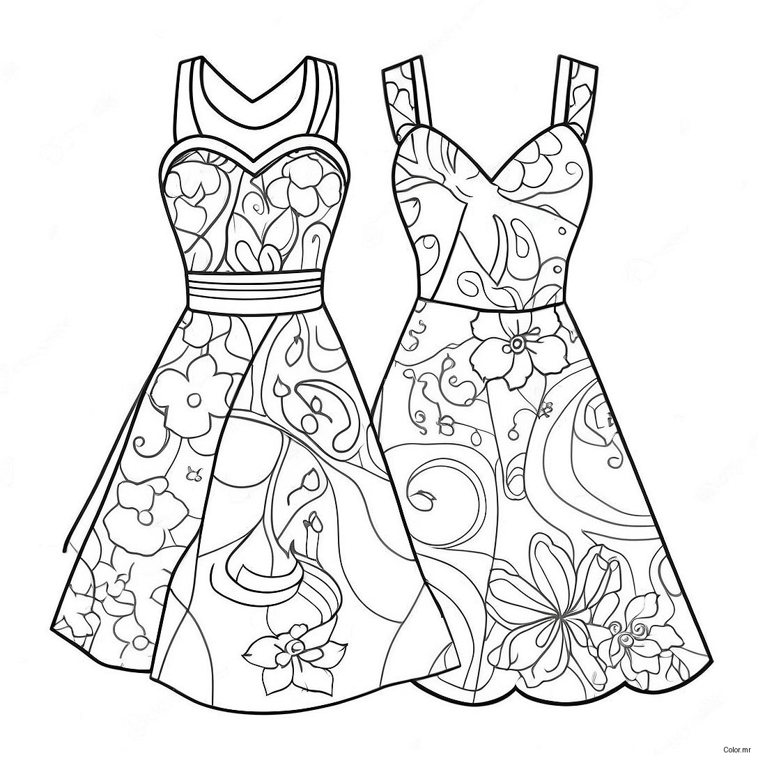 Bright And Colorful Summer Dresses Coloring Page 38337 31877