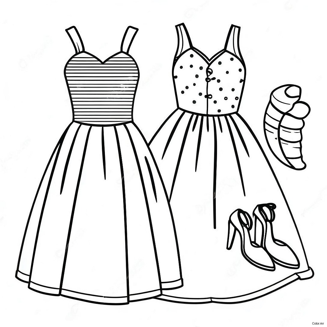 Bright And Colorful Summer Dresses Coloring Page 38337 31878