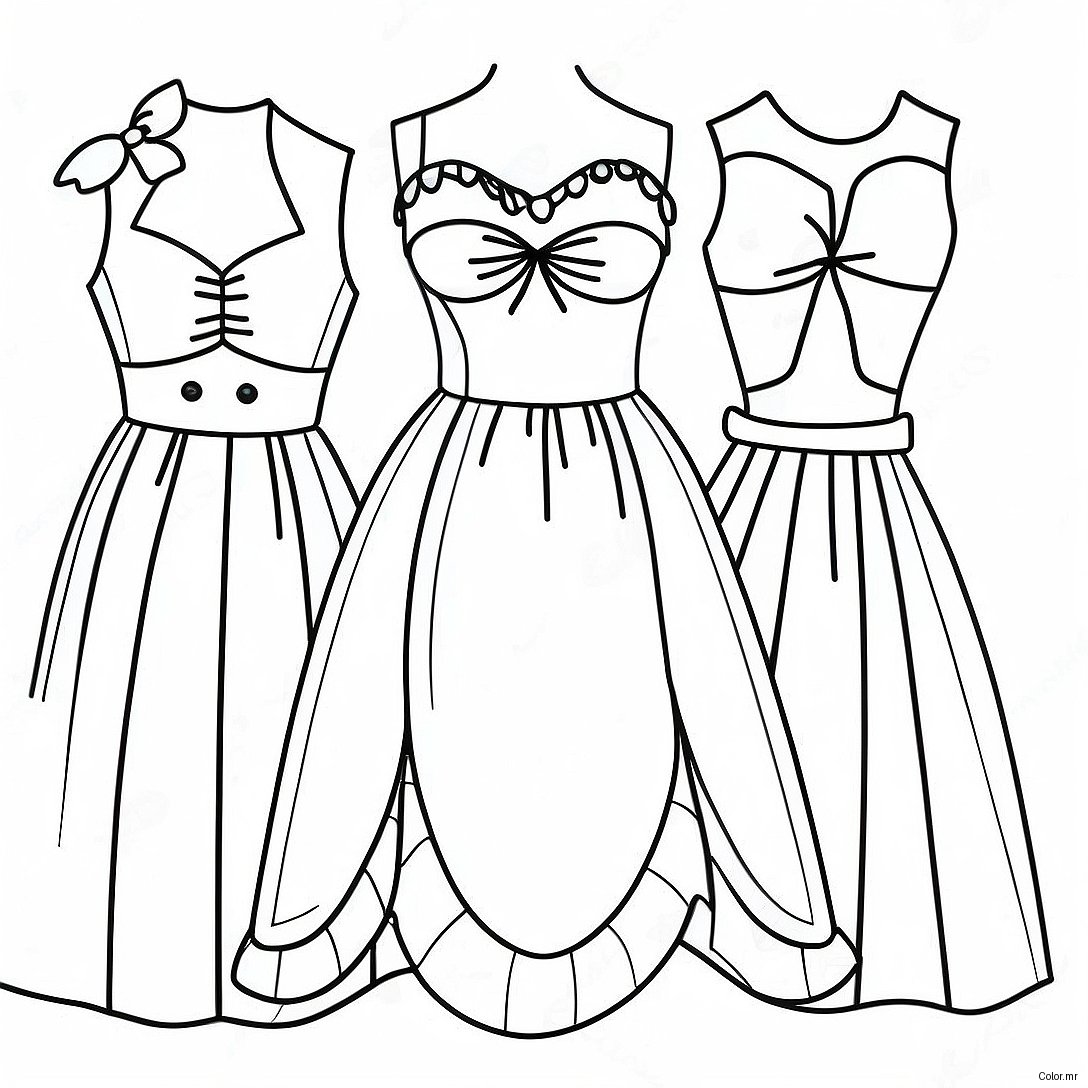 Bright And Colorful Summer Dresses Coloring Page 38337 31879