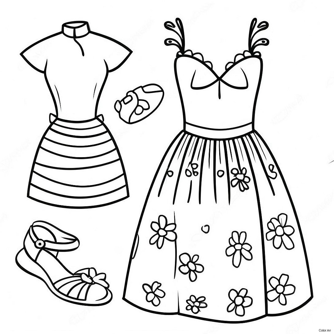 Bright And Colorful Summer Dresses Coloring Page 38337 31880