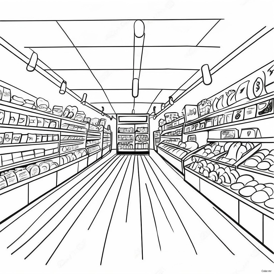 Busy Grocery Store Aisle Coloring Page 19939 18602