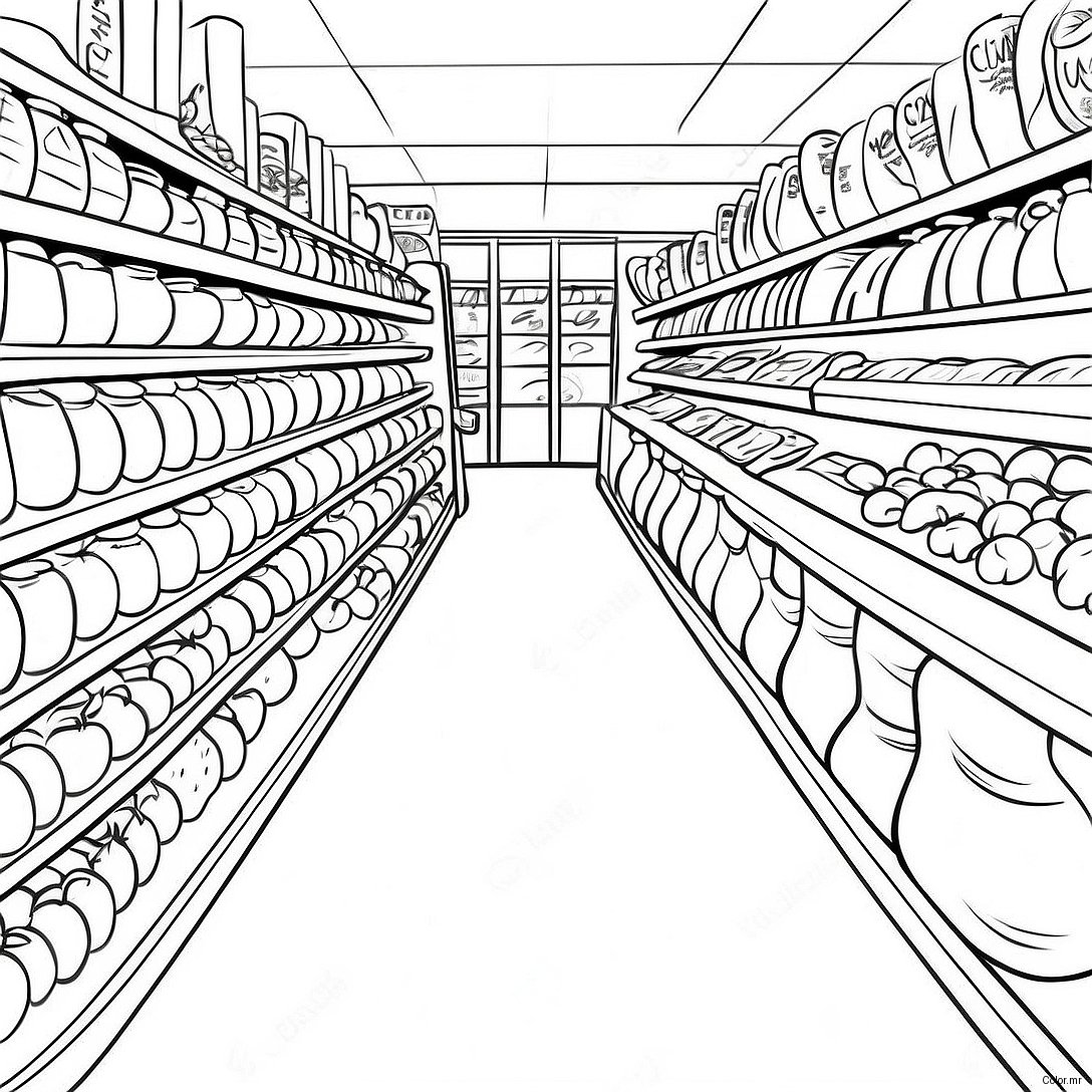 Busy Grocery Store Aisle Coloring Page 19939 18604