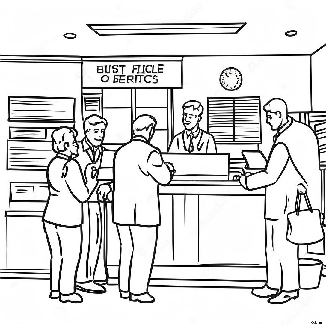 Busy Post Office Scene Coloring Page 53909 44923