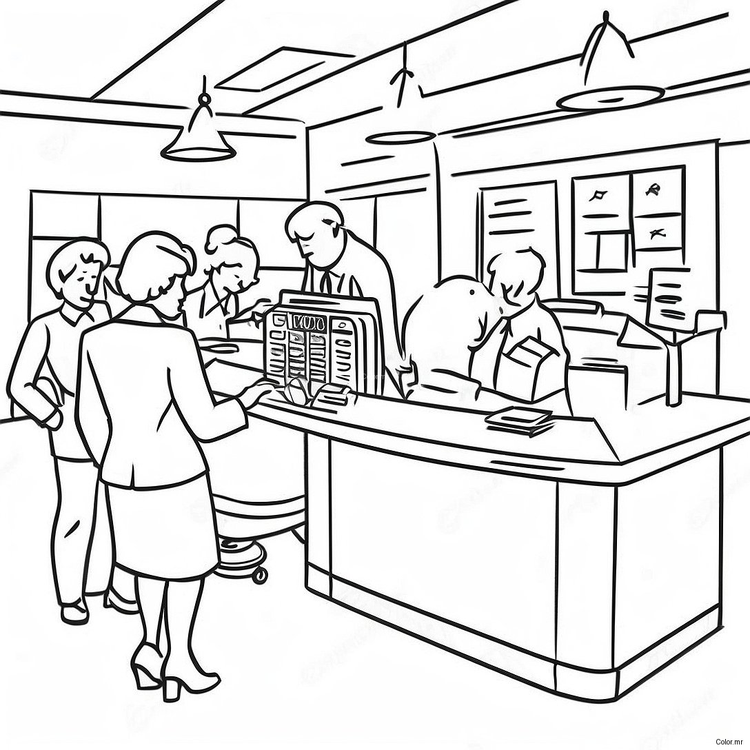 Busy Post Office Scene Coloring Page 53909 44924